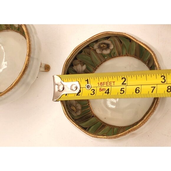 RARE Set Of 5 Vintage Nippon Porcelain Moriage Floral Pattern Footed Nut Bowls - Picture 11 of 12